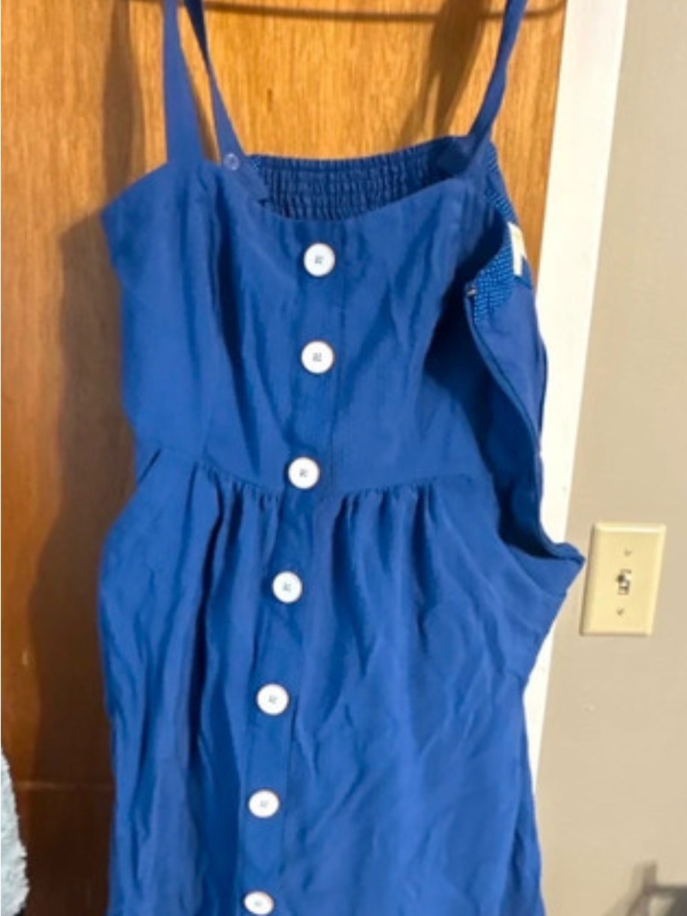 Anthropologie Cobalt Blue Button-Front Midi Sundress